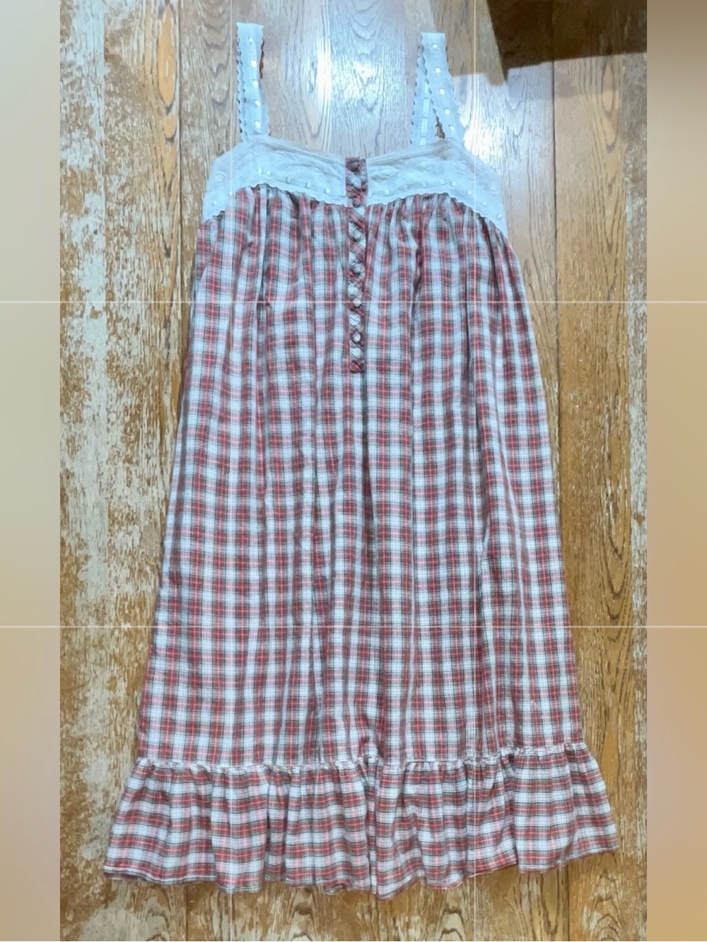VTG Victoria’s Secret Gold Label Plaid Prairie Sundress Nightgown Cotton Dress